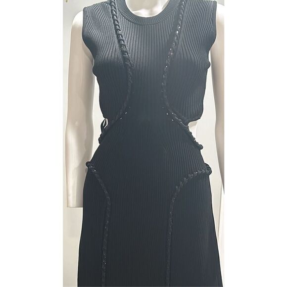 Aje Sculptra Arp Black Cut-Out Midi Dress Size Medium - Picture 6 of 11